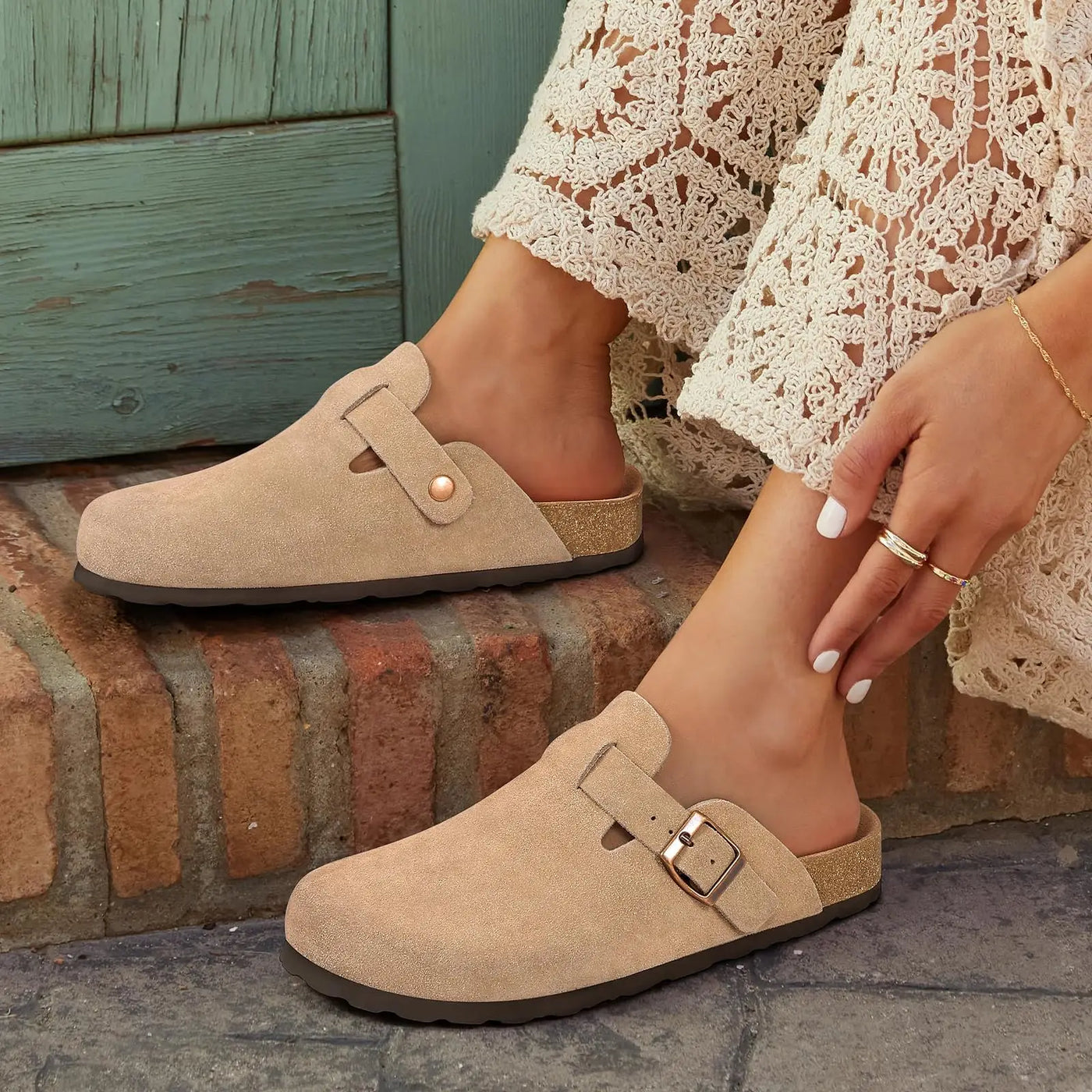 Women's Leather Suede Arch-Support Clogs | OWNLUXE