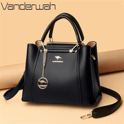 Women's Soft Leather Shoulder & Crossbody Bag with Pendant
