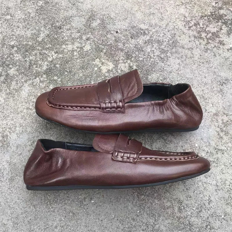 Leather Set Flat Loafers | OWNLUXE