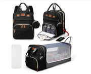 3-in-1 Diaper Bag Backpack with Foldable Baby Bed & USB Charging | OWNLUXE