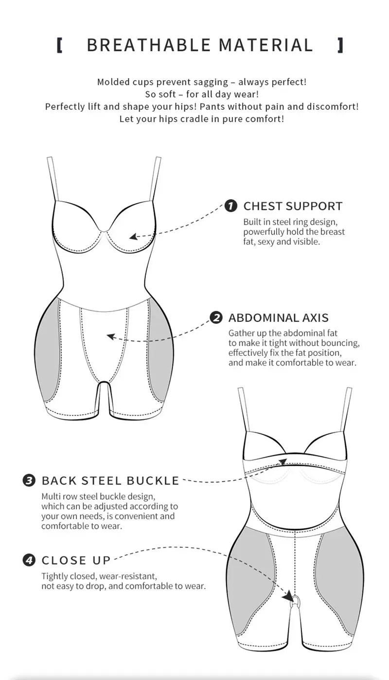 Padded Hip Enhancer Bodysuit Butt Lifter Shapewear