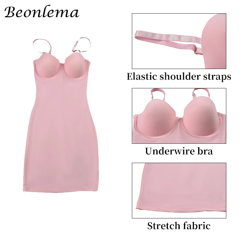 Shapewear Slip Dress with Bra – Tummy Control Body Shaper