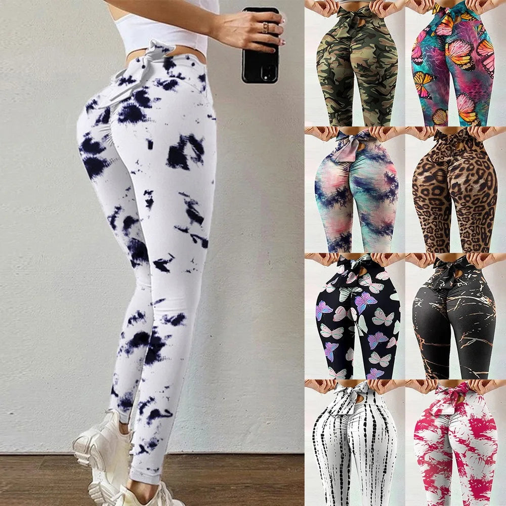 Peach Hip Yoga Leggings – Bow Detail Fitness