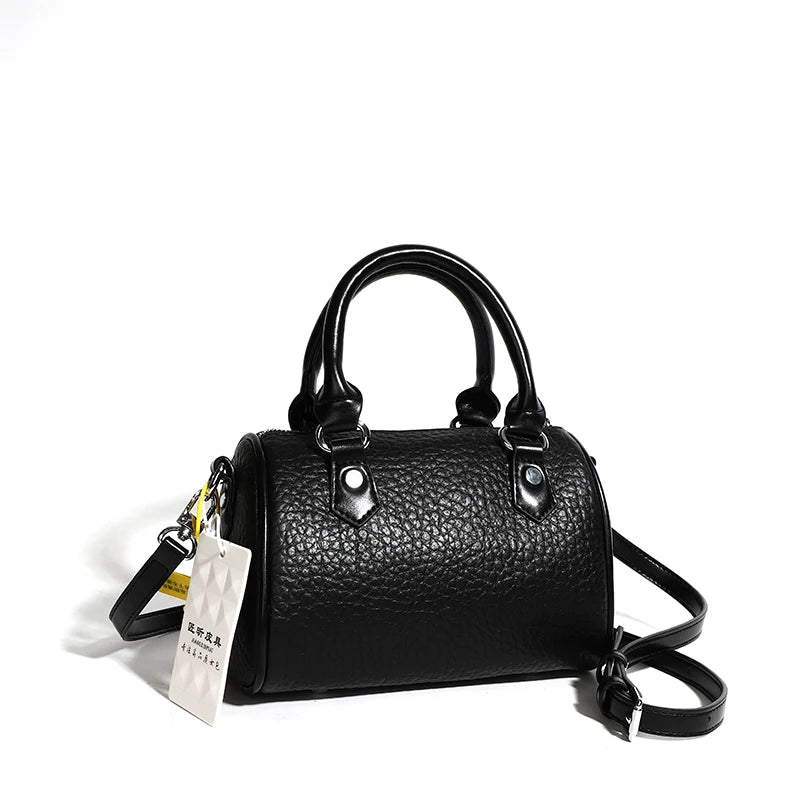 Soft Cow Leather Tote Bag with Zipper Closure