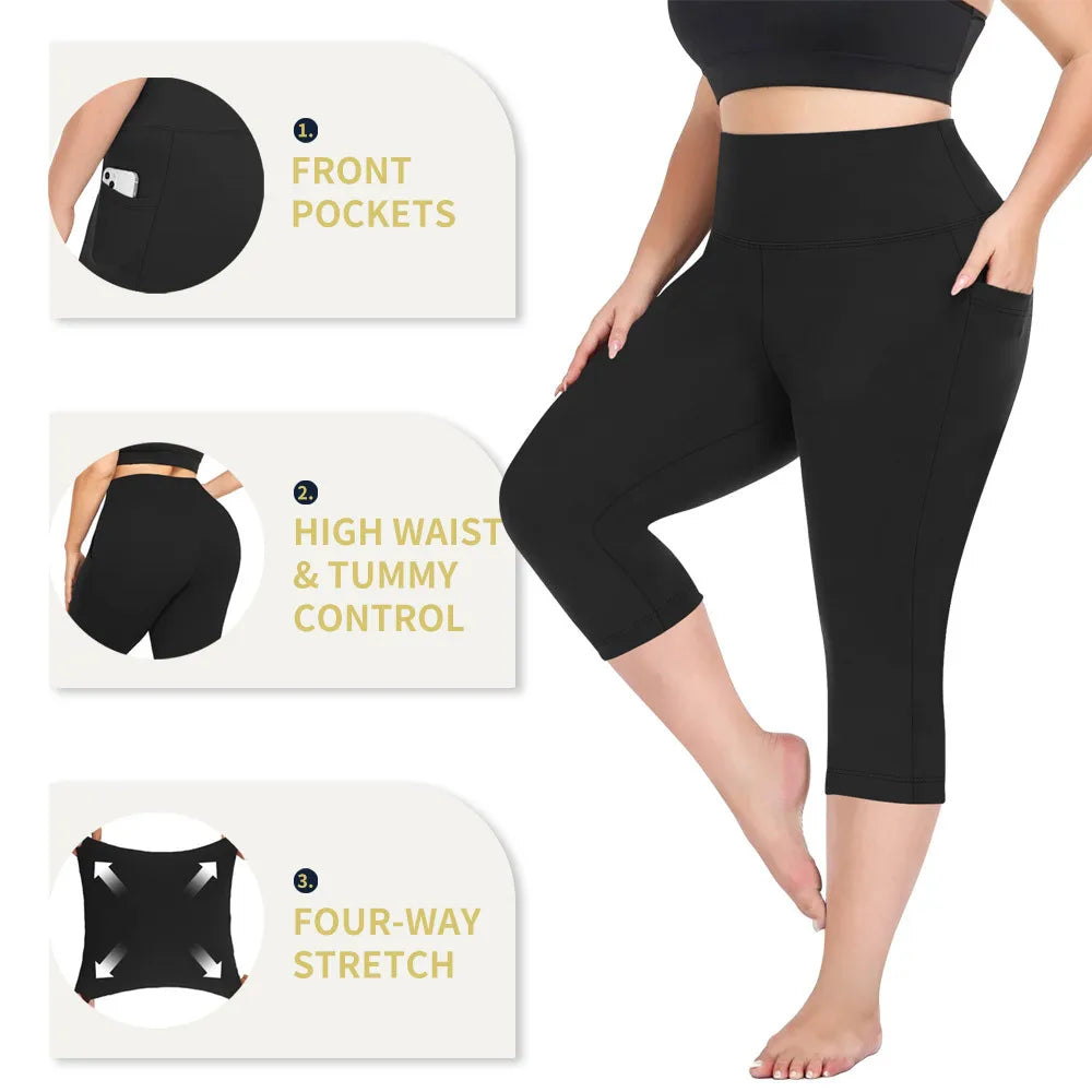 High-Waist Extended-Size Yoga Pocket Leggings | OWNLUXE