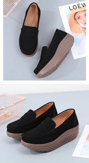 Women's Suede Platform Loafers - Slip-on Flats | OWNLUXE