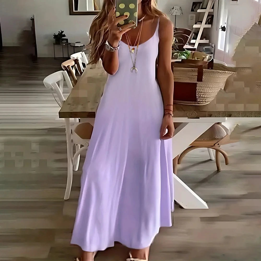 Colorful Gradient V-Neck Maxi Dress – Sleeveless Backless Summer Dress | OWNLUXE