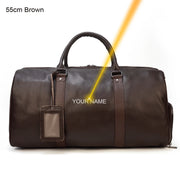 Vintage Leather Travel Duffle Bag – 100% Genuine Cowhide with Laptop Compartment