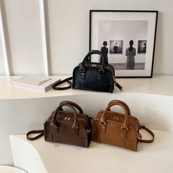 PU Leather Vintage Boston Bag – Shop at OWNLUXE