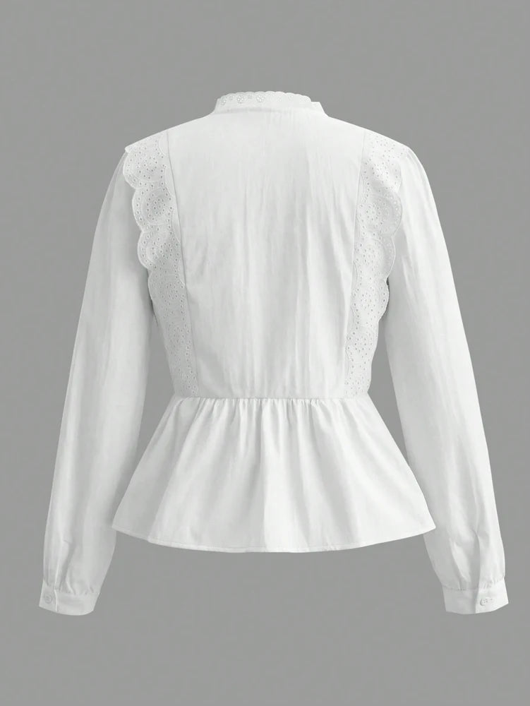 Fall Lace Long-Sleeve Blouse | OWNLUXE