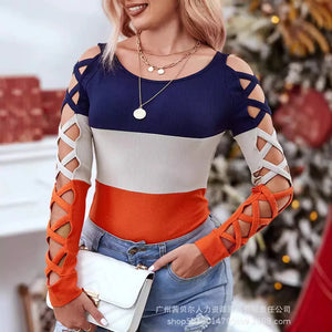 Women's Striped O-Neck Long-Sleeve Tee – Casual & Comfortable
