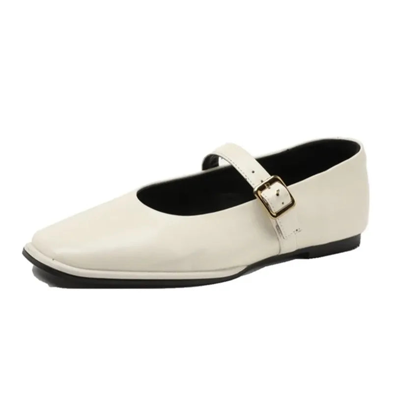 Women's Square Toe Leather Flats – Shop at OWNLUXE