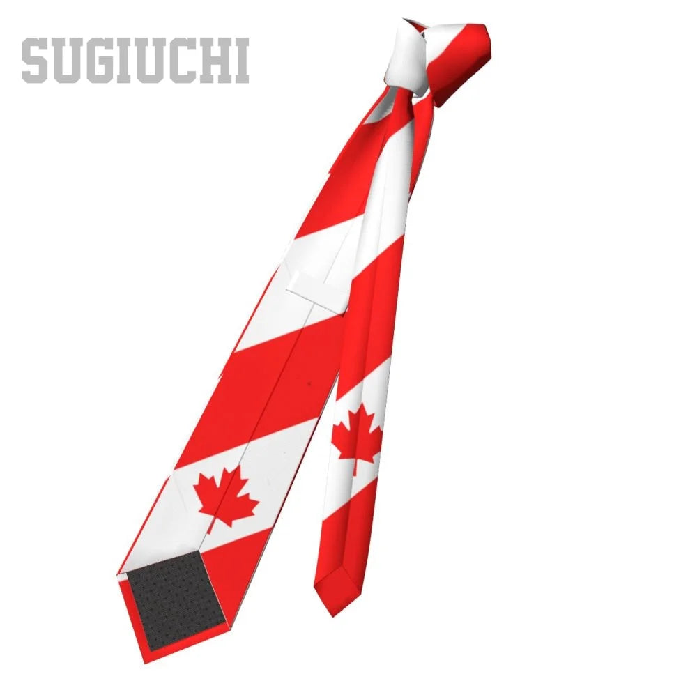 Canada Flag Emblem Neck Tie – Slim Plaid Tie for Wedding, Business & Canada Day