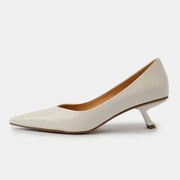 Women's Pointed Toe Leather Vintage Pumps – Shop at OWNLUXE