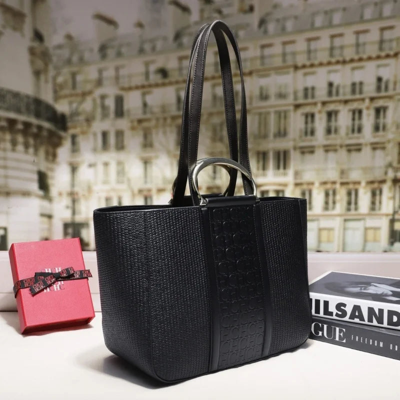 CH Vintage Letter Logo Commuter Tote Bag for Women | OWNLUXE