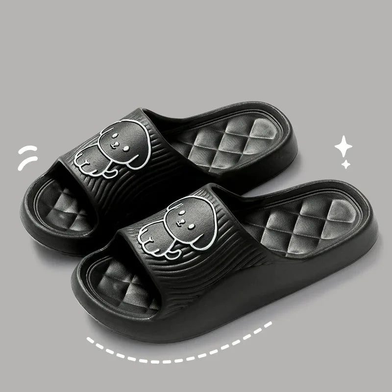 Comfortable EVA Animal Print Slides - Indoor Summer Slippers with Flat Heel