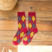 1 Pair Women Socks Spring Autumn Retro Style Men Couple Cotton Socks Flower Stripe Plaid Pattern Solid Colorful Socks EUR 37-43