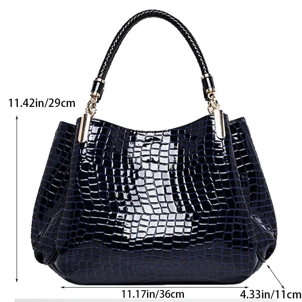Snake Pattern Bucket Bag - Structured PU Leather Shoulder Bag