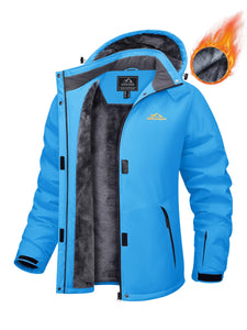 TACVASEN Winter Fleece Lined Hooded Parka Jacket Womens Ski Snowboard Warm Coats Waterproof 5 Zipper Pockets Windbreaker Outwear