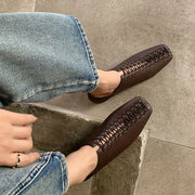 Women's Square Toe Low Heel Leather Flats – Shop at OWNLUXE