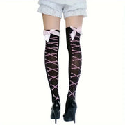 Bow Mesh Thigh-High Stockings | OWNLUXE