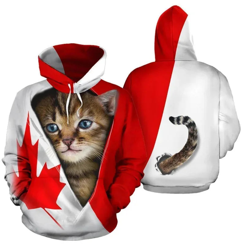 Fashion 3D Canada Natianal Flag Emblem Printed Hoodies | OWNLUXE