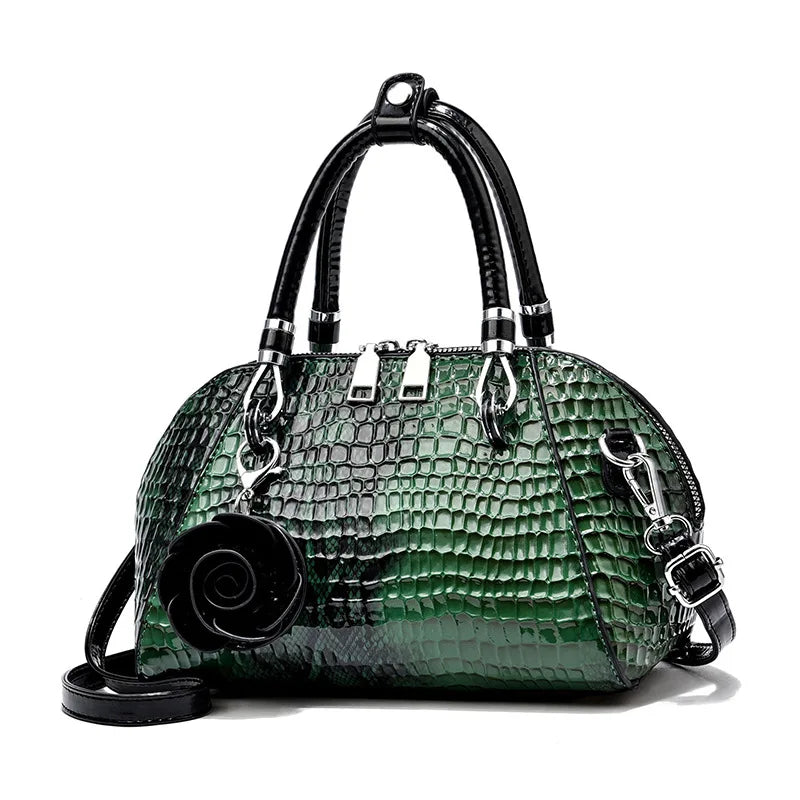 Yellow Crocodile Pattern Tote Bag - Small Shell Messenger
