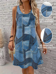 Floral Print Sleeveless Round-Neck Dress | OWNLUXE