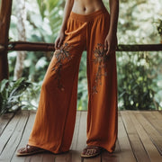 Women's 3D Cat Print Wide Leg Pants - Casual Straight Leg Trousers