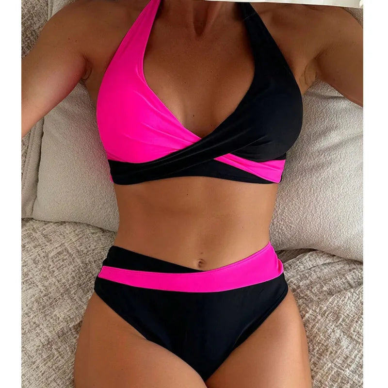 Brazilian Bikini Set – Leopard & Color Block Two-Piece