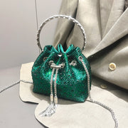 Crystal Bucket Evening Bag (Green Pink) | OWNLUXE