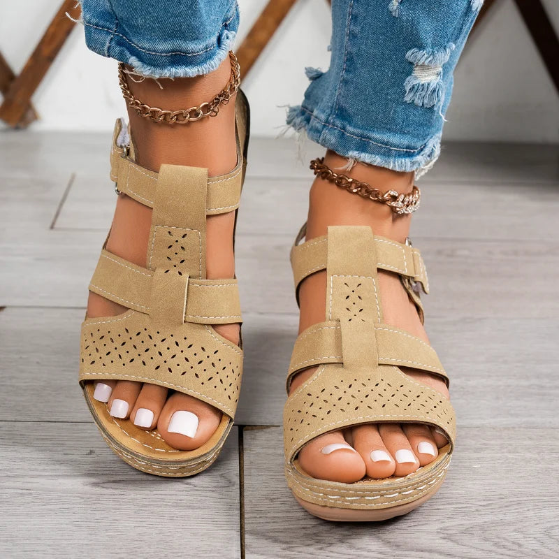 Women's Open Toe Platform Wedge Sandals (Red) – Shop at OWNLUXE