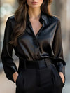 Satin Long-Sleeve Blouse | OWNLUXE