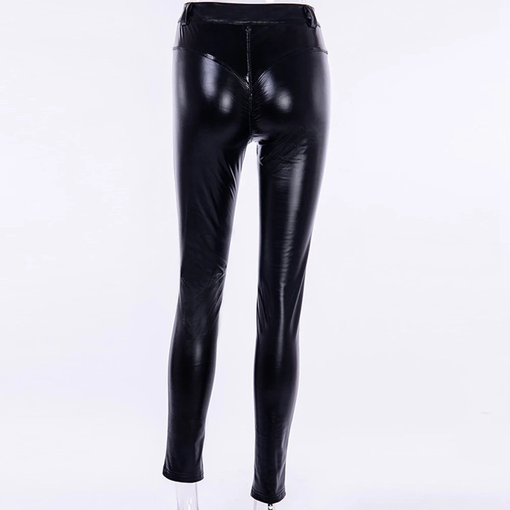 Faux Leather Butt-Lifting High-Waist Running Leggings | OWNLUXE