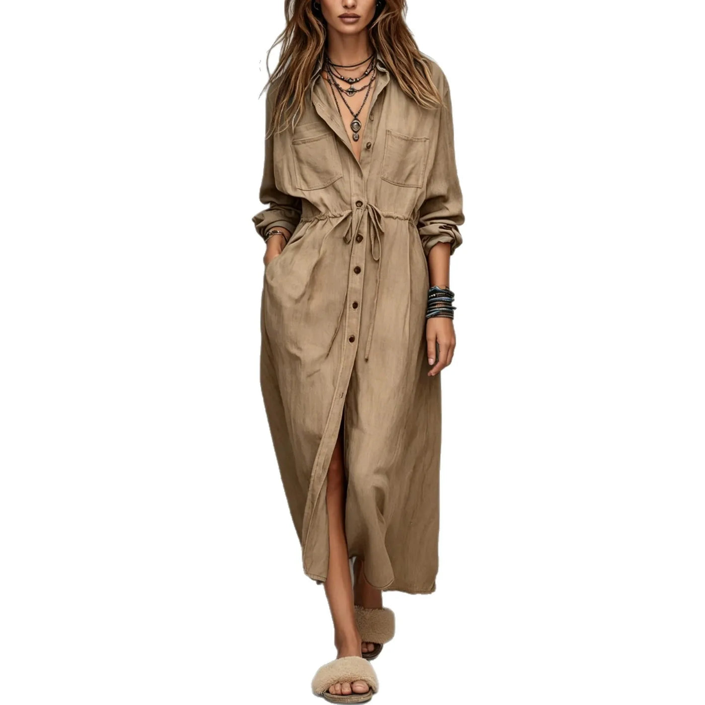 Vintage Long-Sleeve Maxi Dress | OWNLUXE