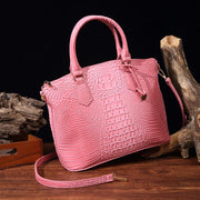 Crocodile Embossed Leather Handbag - Classic Shoulder Bag