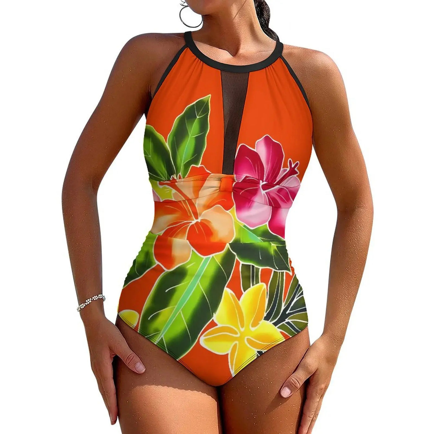 High-Waist Push-Up Printed Backless One-Piece Swimsuit | OWNLUXE