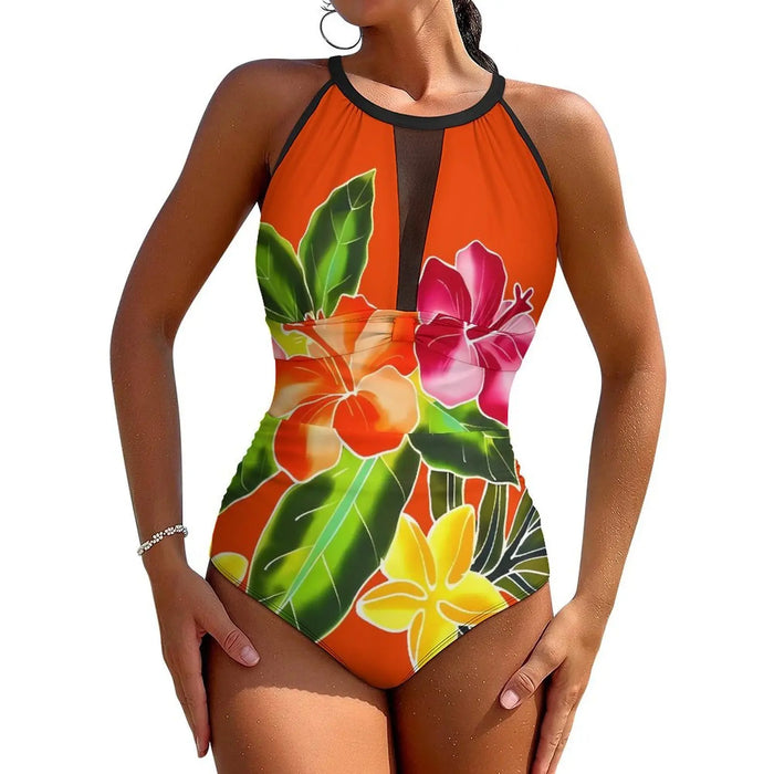 High-Waist Push-Up Printed Backless One-Piece Swimsuit | OWNLUXE