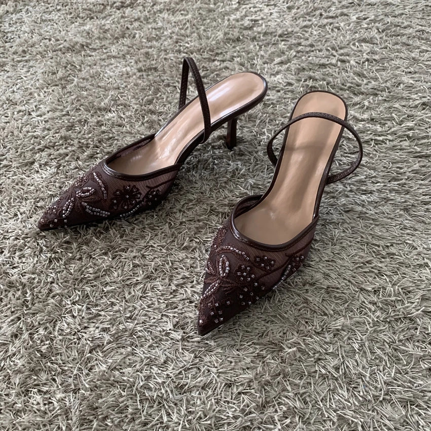 Women's Pointed Toe Mesh Heels | OWNLUXE