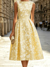 Floral Short-Sleeve A-Line Round-Neck Dress | OWNLUXE