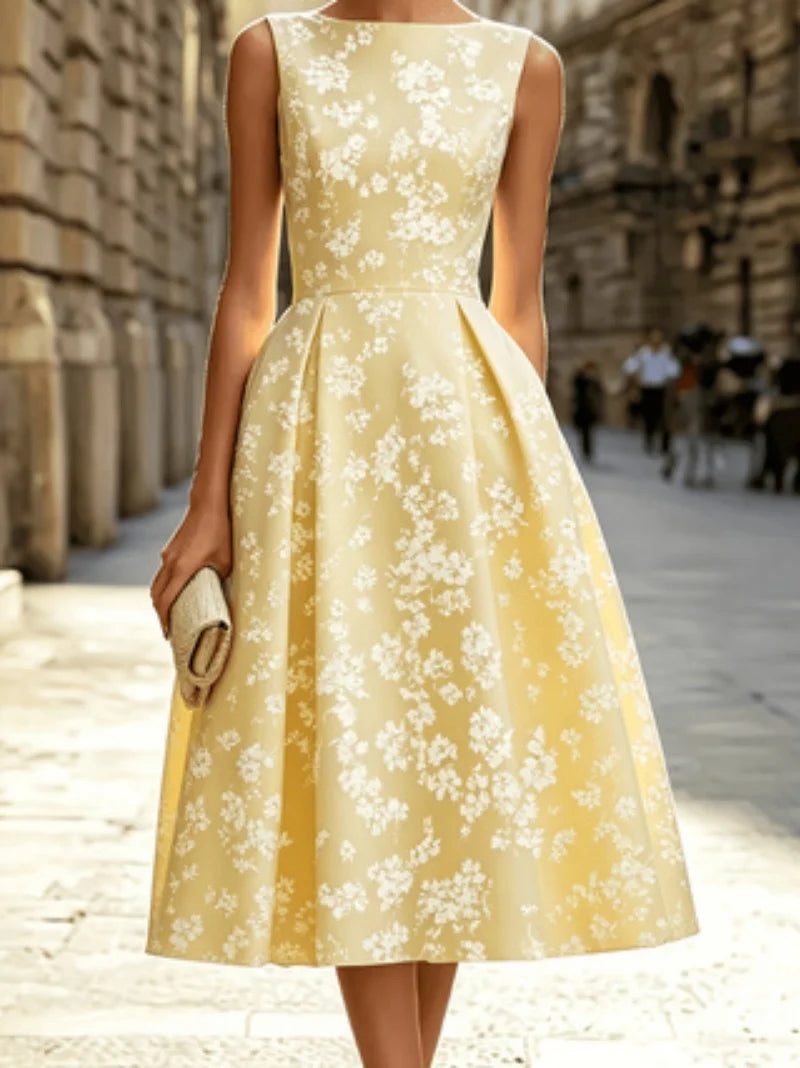 Women's Short Sleeve Round Neck Floral Dress | OWNLUXE