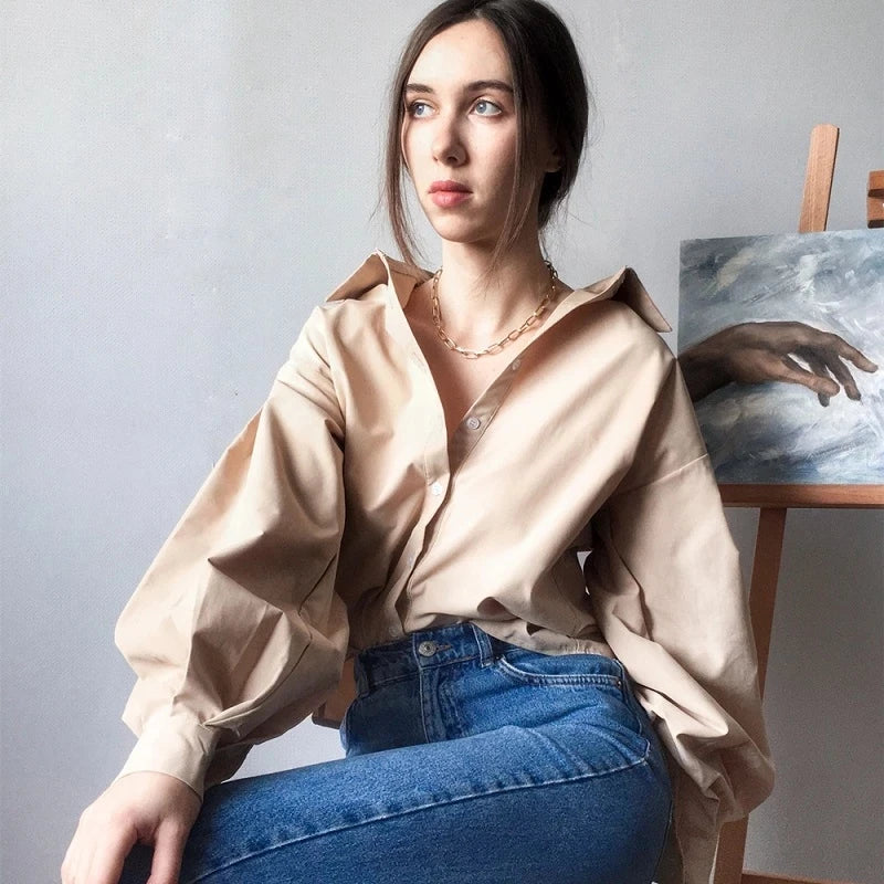 Lantern Long-Sleeve Blouse | OWNLUXE