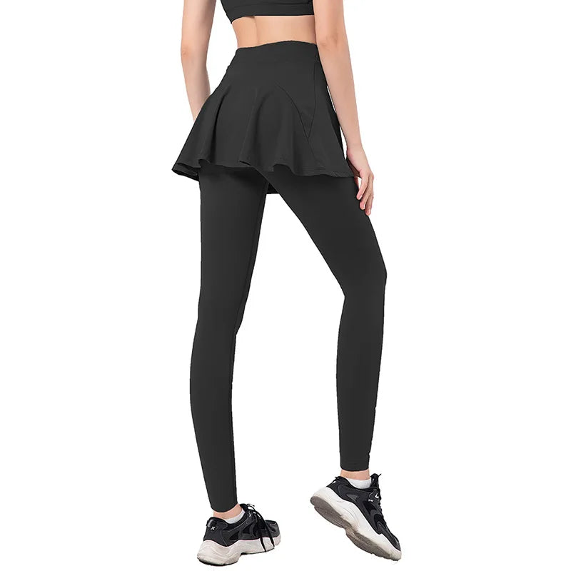 High Waist Sports Skort with Built-In Leggings - Tennis Golf Workout Skirt