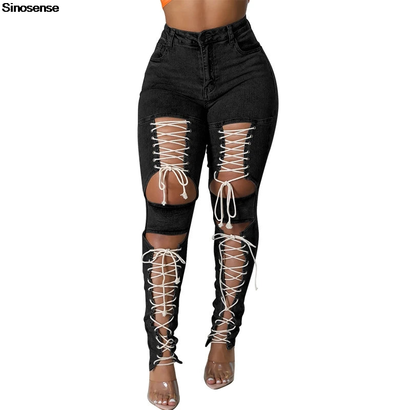 Lace Skinny Denim Jeans | OWNLUXE