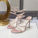 Load image into Gallery viewer, Fashion Summer Snake Twine Around Crystal Women Sandals Luxury Rhinestones Thin High heels Gladiator Sandals  Party Prom Shoes

