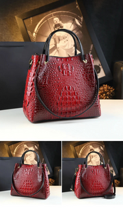 Genuine Leather Crocodile Print Tote - 2025 Trend Bucket Bag