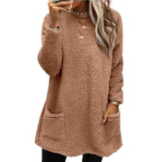 Faux Fur Lined Knit Sweater – Extra-Long Winter Pullover