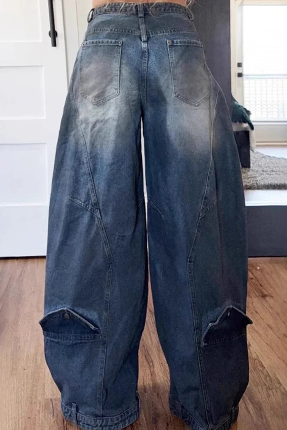 Y2K Harajuku Grunge Denim Jeans - Asymmetric Button Loose Fit