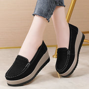 Women's Suede Platform Loafers - Slip-on Flats | OWNLUXE