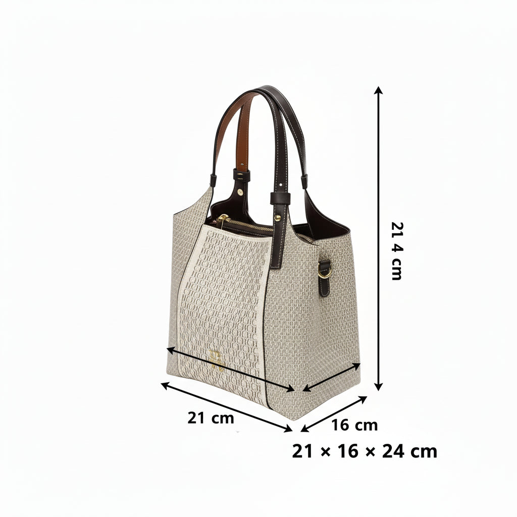 Letter Print Large Capacity Bucket Tote - Vintage Designer Handbag | OWNLUXE